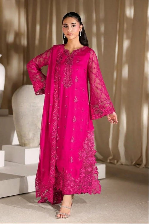 AZURE NEW SHOCKING PINK CHIFFON PARTY WEAR DAZZ-218