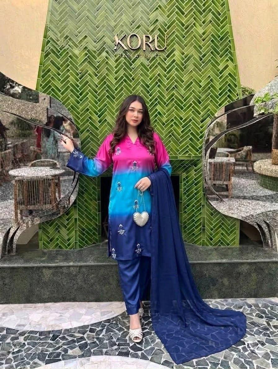 HADIZOUTFIT NEW TIE N DIE SILK PARTY WEAR BHZZ-273