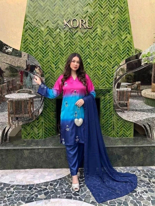 HADIZOUTFIT NEW TIE N DIE SILK PARTY WEAR BHZZ-273