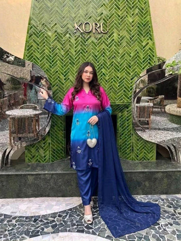 HADIZOUTFIT NEW TIE N DIE SILK PARTY WEAR BHZZ-273