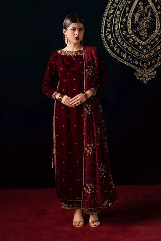 BATIK NEW MAROON VELVET PARTY WEAR