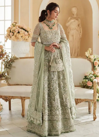 Elan Pistachio Bridal Collection Net Maxi