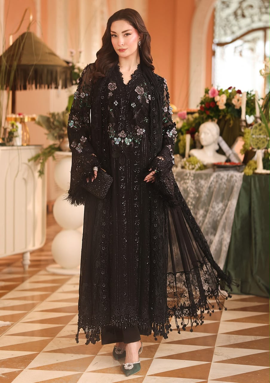MARIA B NEW  BLACK CHIFFON PARTY WEAR FEZZ-220