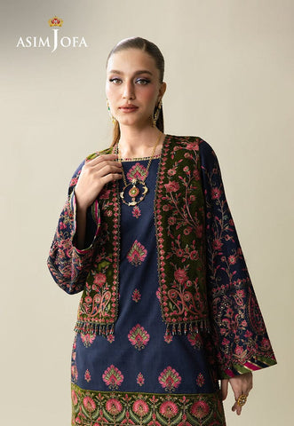 ASIM JOFA NEW BLUE RAW SILK PARTY WEAR