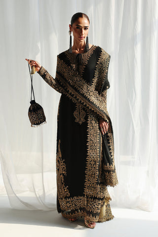 QALAMKAR NEW BLACK SILK PARTY WEAR EGZZ- 268