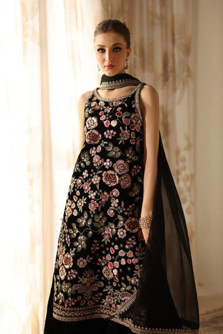 BAROQUE NEW JET BLACK VELVET PARTY WEAR