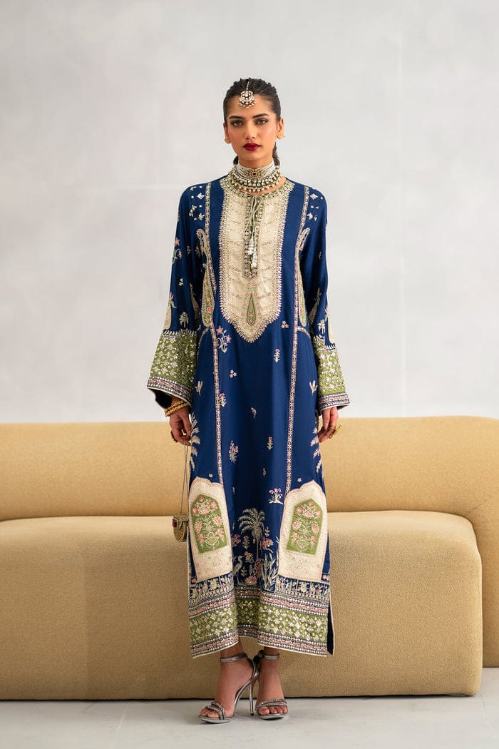 HADIZOUTIFT NEW BLUE RAW SILK PARTY WEAR FZZZ-011