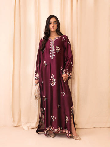HADIZOUTFIT NEW MEHROON STITCHED SILK PARTY WEAR DFEZ-226