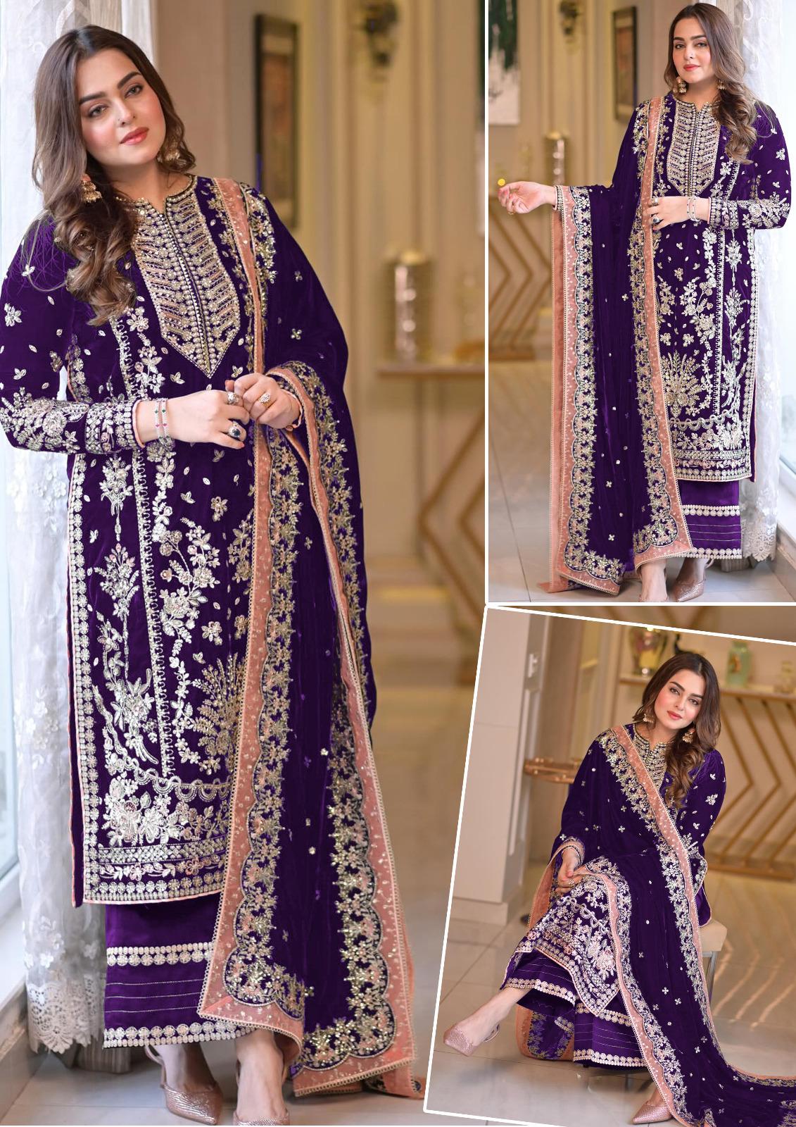 ANEELAS NEW PURPLE CHIFFON PARTY WEAR