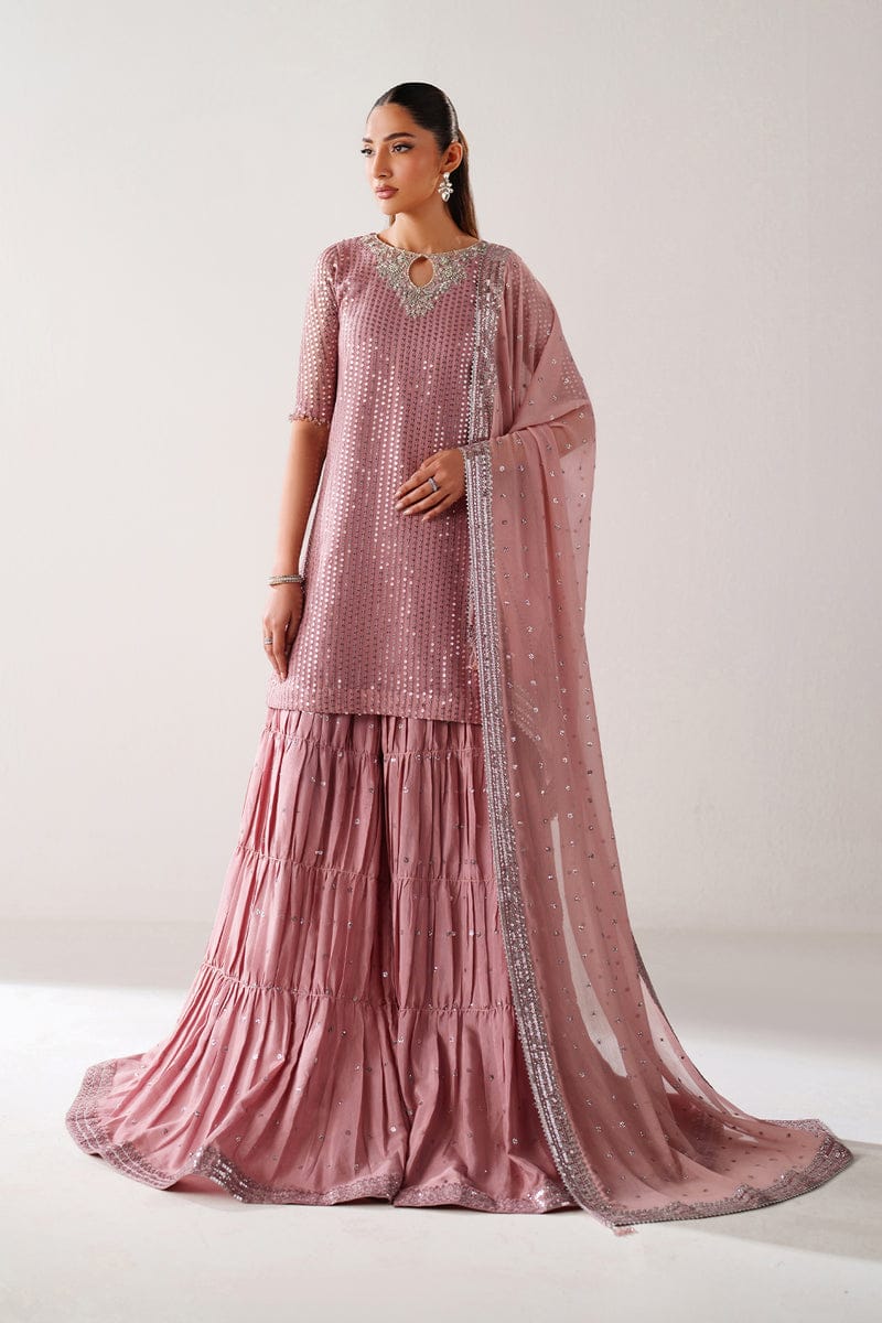 BAROQUE NEW PINK CHIFFON PARTY WEAR DFEZ-027