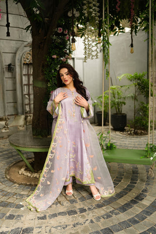 ANEELAS NEW LILAC KAAFTAN SILK PARTY WEAR DEZZ-179