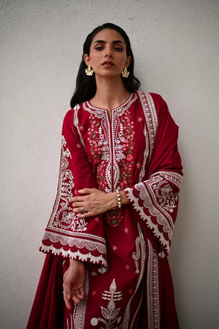 ZAIB NEW RED EMBROIDERED LUXURY LAWN COLLECTION