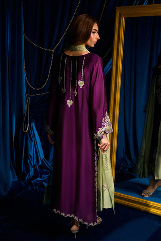 HADIZOUTFIT NEW PURPLE KAAFTAN STYLE SILK PARTY WEAR DGEZ- 267
