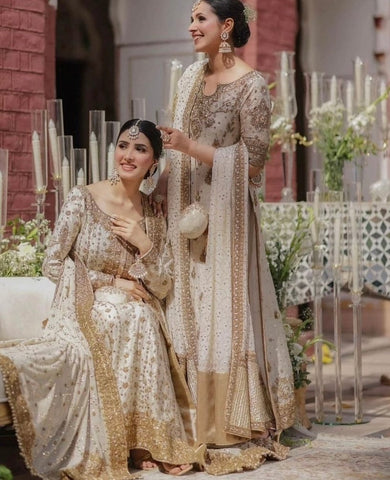 HARIS SHAKEEL NEW OFFWHITE CHIFFON BRIDAL WEAR