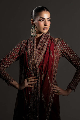 MARIA B NEW EXCLUSIVE RED CHIFFON SAREE HEZZ-129