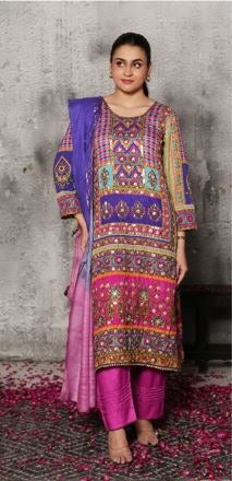 Haris Shakeel Crepe Silk Hand Embellished 3 Piece Dress - J0460