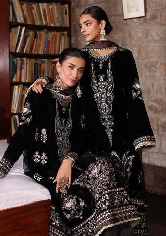 Noor by Saadia Asad Embroidered Velvet Suit