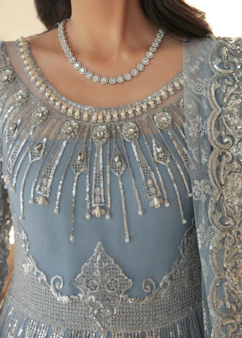 Afrozeh Sky Blue Bridal Collection Net Maxi Replica