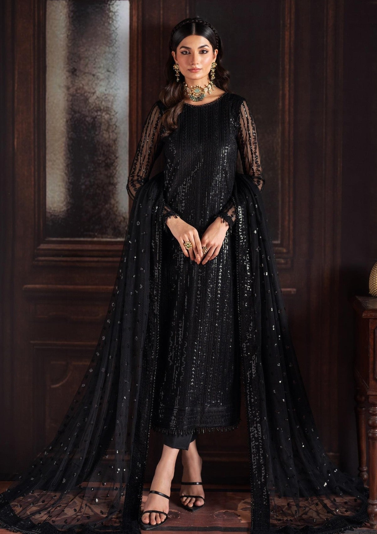 Zarif Black Formal Chiffon Collection