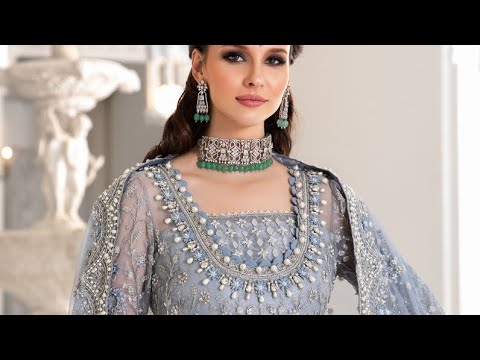 Maria B Sky Blue Bridal Collection Net Maxi