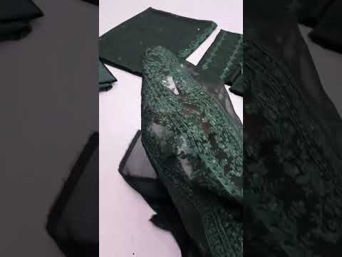 AZURE NEW BOTTLE GREEN CHIFFON PARTY WEAR