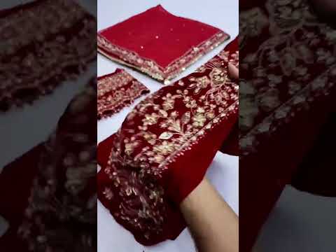 ANEELAS NEW RED HAND MADE VELVET PARTY WEAR