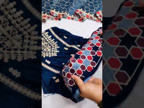 Cross Stitch Blue Formal Velvet Collection