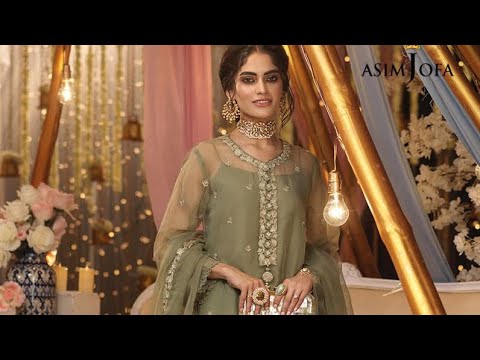 Asim Jofa new Green Organza party wear