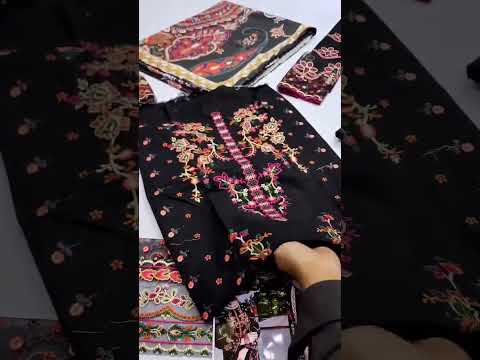 ANEELAS NEW JET BLACK KHADDAR PARTY WEAR