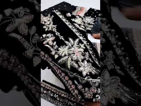 ANEELAS NEW BLACK EMBROIDERED VELVET PARTY WEAR