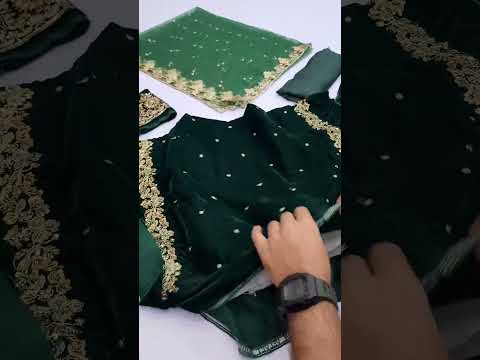 ANEELAS NEW BOTTLE GREEN VELVET PARTY WEAR