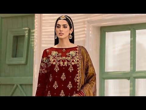 Emaan Adeel Maroon Formal Collection Velvet