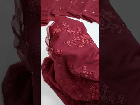 Azure Maroon Chiffon Hand Work Formal Collection
