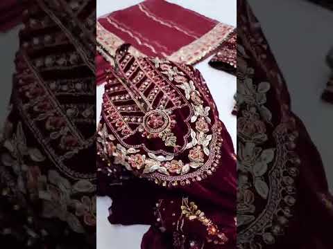 ANEELAS NEW MAROON HAND MADE PARTY WEAR