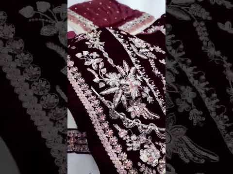 ANEELAS NEW MAROON VELVET PARTY WEAR