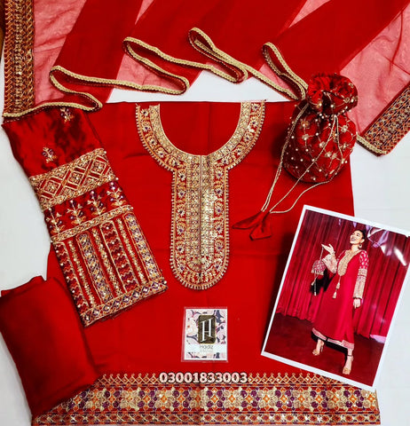 Hussain Rehar Red Formal Collection Silk