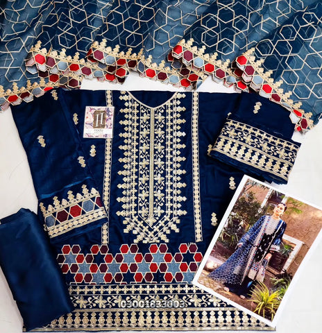 Cross Stitch Blue Formal Velvet Collection