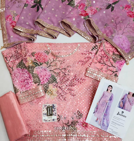 JAZMIN EXCLUSIVE CHIFFON UNSTITCHED 3PC PIECE SUITE