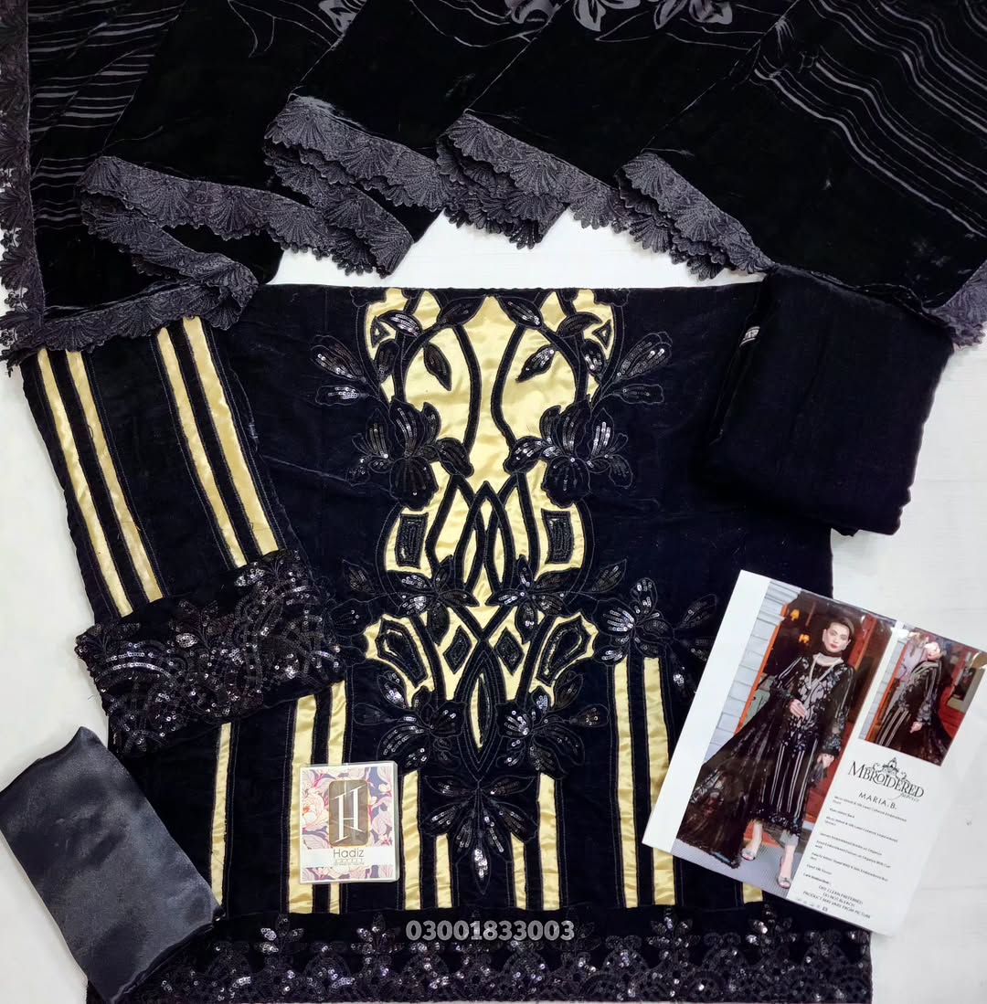 Winter Luxe Embroidered Velvet Unstitched 3Pc Suit