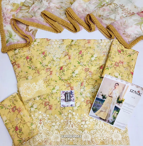 Iznik Luxury Embroidered Lawn 3 Pc Unstitched Suite