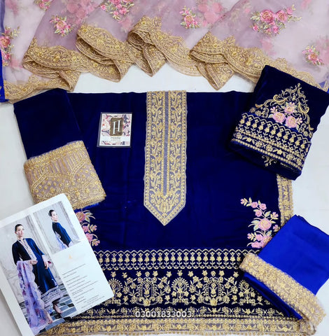 Zainab Chottani Velevet Suit Unstitched 3 Piece