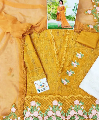 ZARQASH LAWN CHIKANKARI YELLOW