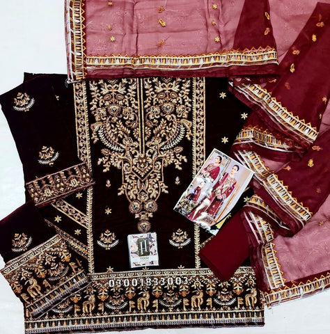 Asim Jofa Maroon Formal Collection Velvet Replica