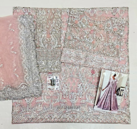 Akbar Aslam Pink Maxi Exclusive Collection Net Replica