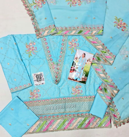 Afrozeh Sky Blue Luxury Lawn Collection