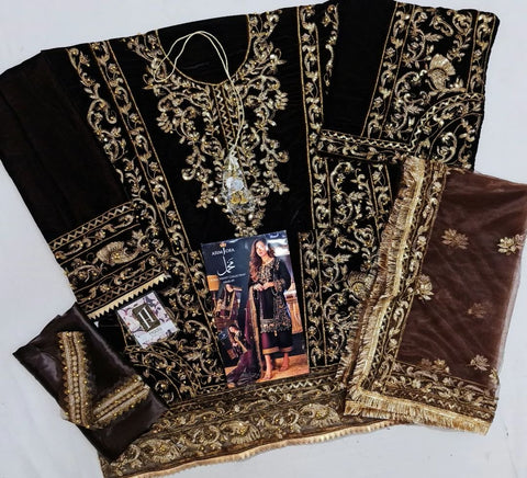 Asim Jofa Brown Velvet Collection