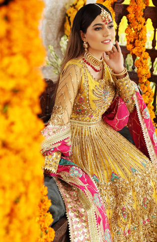 MARIAM N MARIA YELLOW BRIDAL NET MAXI