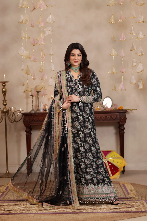 ANEELAS NEW BLACK RAW SILK PARTY WEAR FGEZ-022