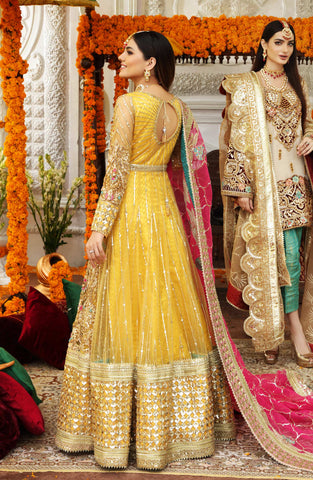MARIAM N MARIA YELLOW BRIDAL NET MAXI