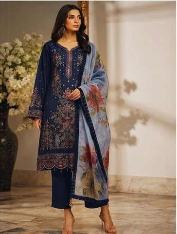 HADIZOUTFIT NEW BLUE COTTON PARTY WEAR DEZZ-203